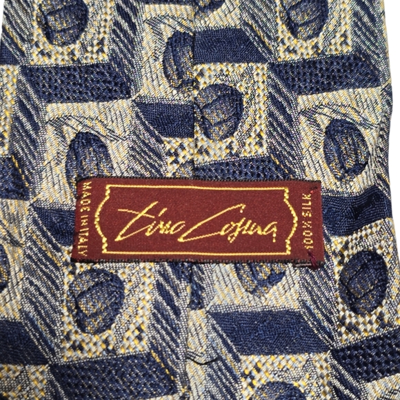 Tino Cojura 100% Silk Necktie Blue and Cream Italy - Picture 2 of 4
